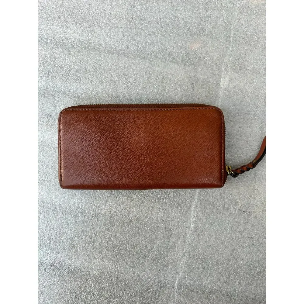 Fossil Colorblock Leather Zip Around Wallet Brown Cream - Matching bag available